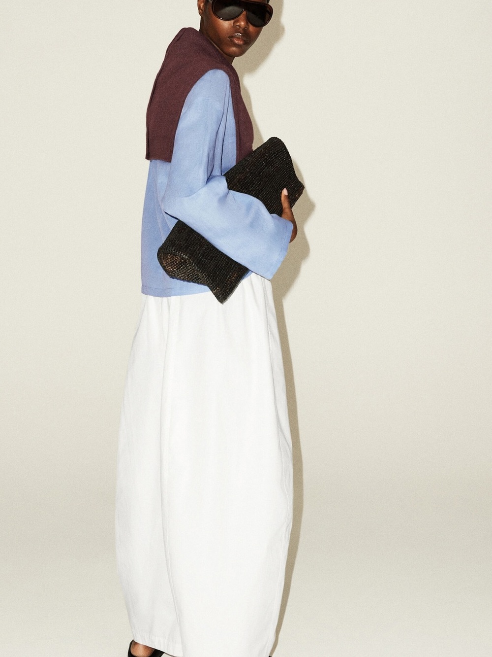 COS White Cotton Poplin Barrel Leg Pull-on Pants - Picture 9 of 9